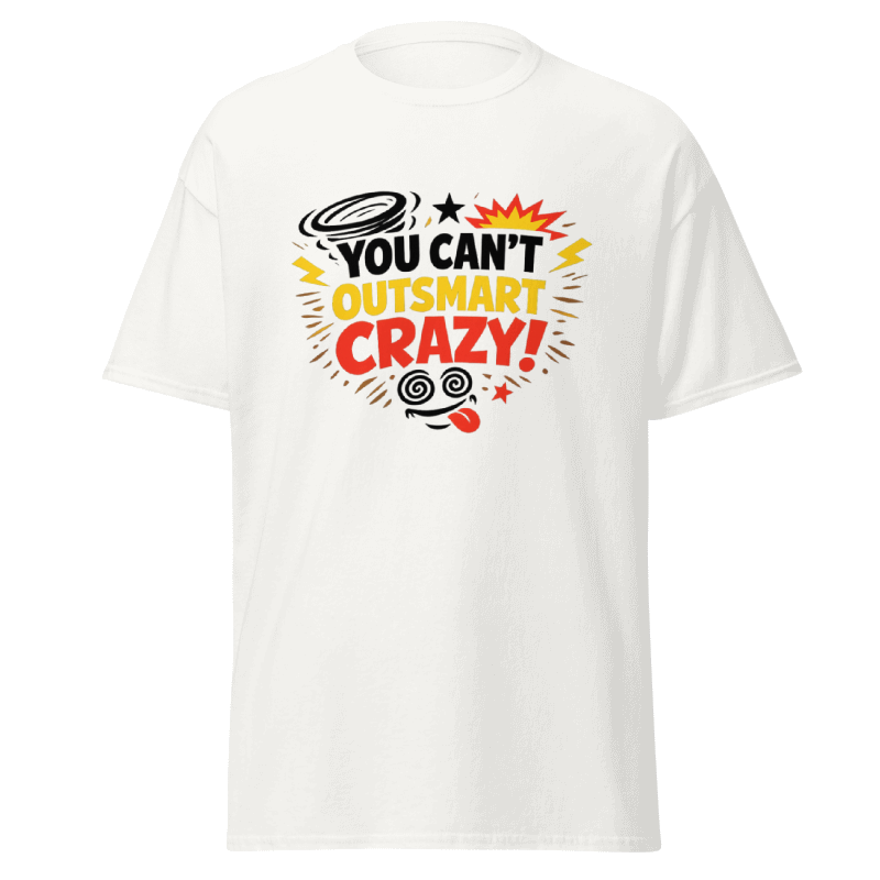 Koszulka Rizer "You Can't Outsmart Crazy" T-shirt z nadrukiem, czarna z białym napisem, wygodny t-shirt męski lub damski