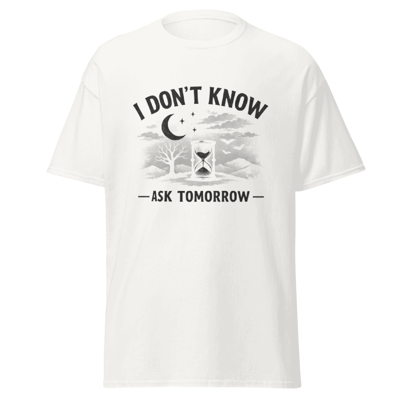 Koszulka T-Shirt Rizer "I Don't Know Ask Tomorrow" z nadrukiem, czarna, wygodna, casual, na co dzień