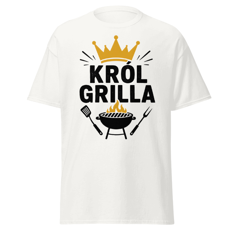 Koszulka Rizer "Król Grilla" z nadrukiem, czarna t-shirt z grafiką króla grilla na przodzie, wygodny i stylowy t-shirt.