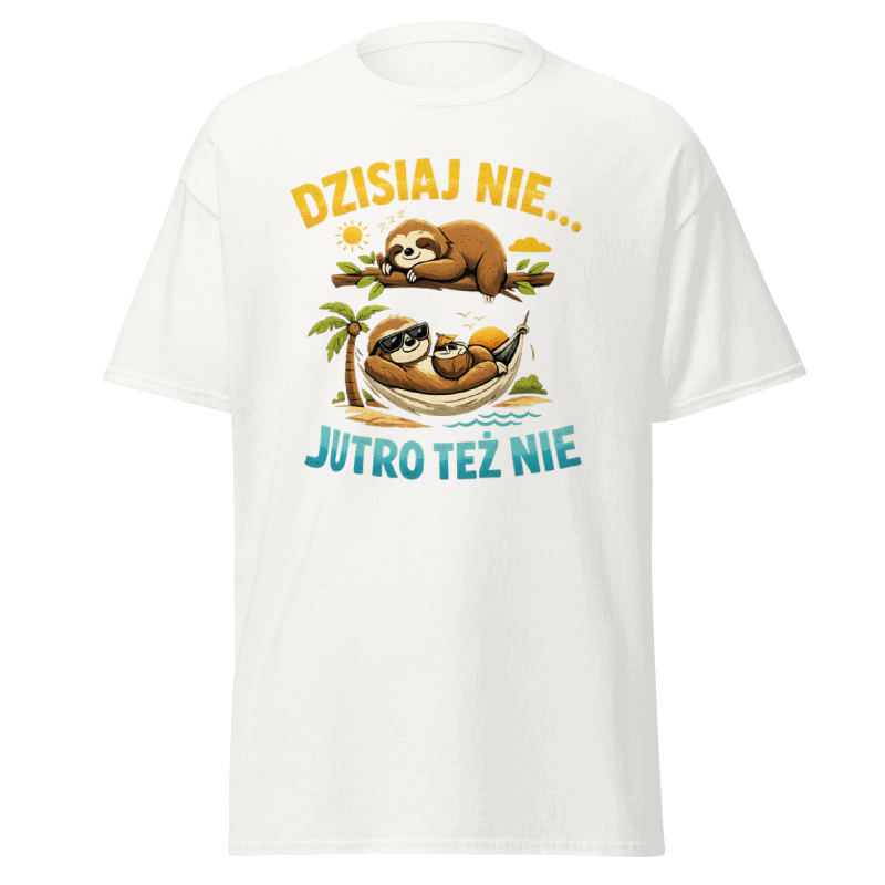 Koszulka T-Shirt Rizer z napisem "Dzisiaj Nie Jutro Też Nie" na przedzie, czarna, casualowy styl, wygodny materiał.
