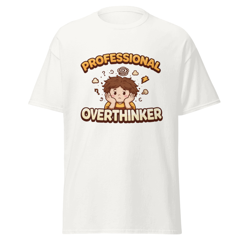 Koszulka Rizer "Professional Overthinker" T-Shirt z nadrukiem, czarna, wygodny t-shirt dla miłośników rozmyślań i stylu casual