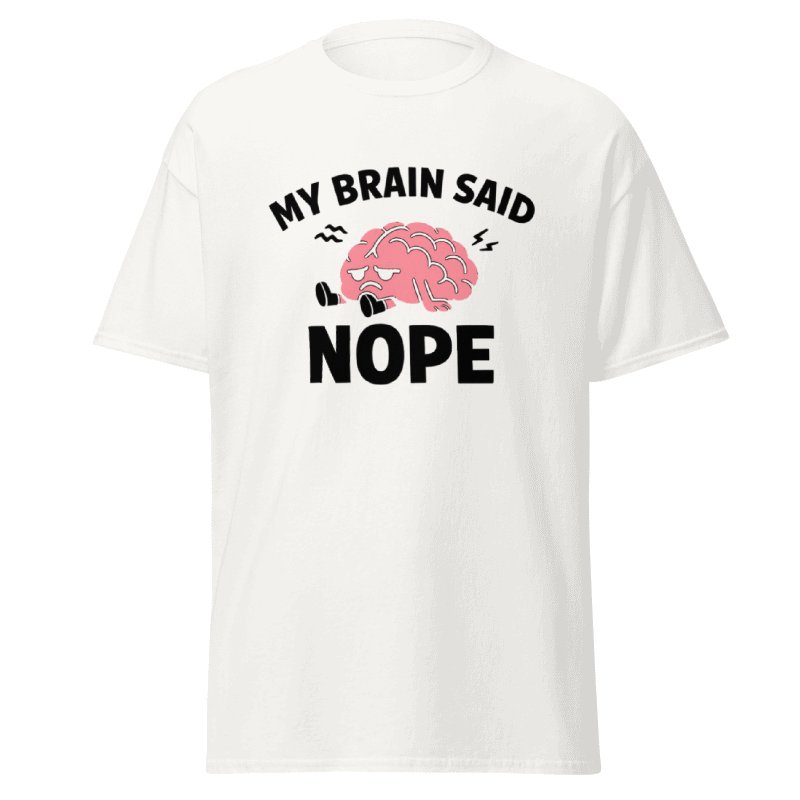 Koszulka T-Shirt Rizer z nadrukiem "My Brain Said NOPE" w czarnym kolorze, z nadrukiem na przodzie, wygodny i modny.