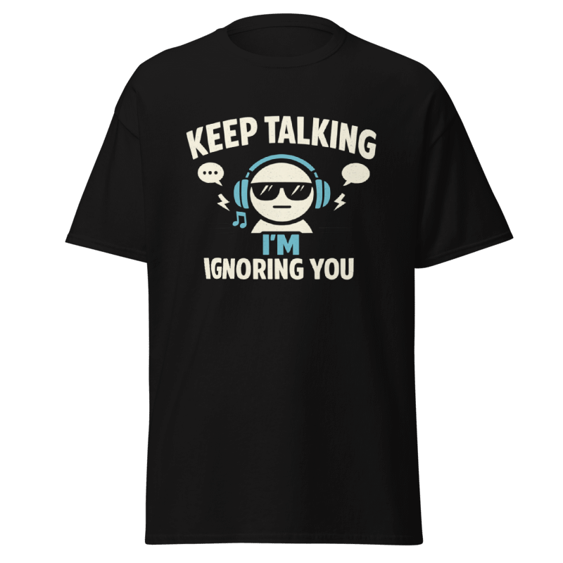 Koszulka Rizer "Keep Talking I'm Ignoring You" z nadrukiem, czarna t-shirt z humorystycznym napisem na przodzie.