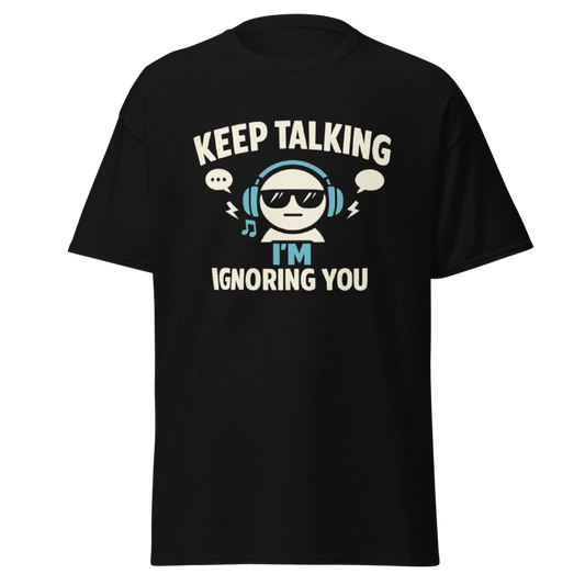 Koszulka Rizer "Keep Talking I'm Ignoring You" z nadrukiem, czarna t-shirt z humorystycznym napisem na przodzie.