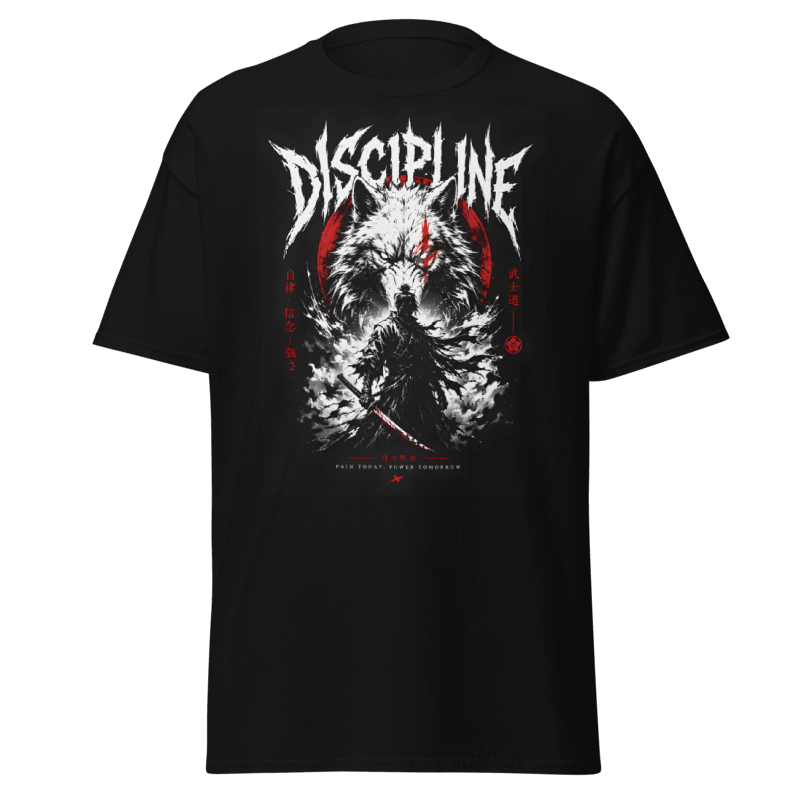 Koszulka Rizer "Discipline" w czarnym kolorze, klasyczny T-shirt z napisem Discipline na przodzie, wykonana z wygodnego materiału.