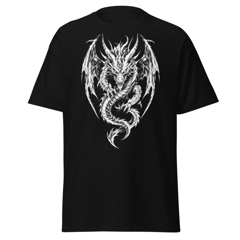 Koszulka Rizer "Dragon" z nadrukiem smoka, czarny t-shirt z graficznym motywem smoka na froncie.