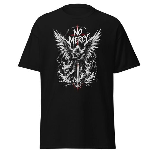 Koszulka Rizer "No Mercy" T-Shirt z nadrukiem, czarna, wygodny t-shirt z grafiką na froncie, idealny na co dzień.
