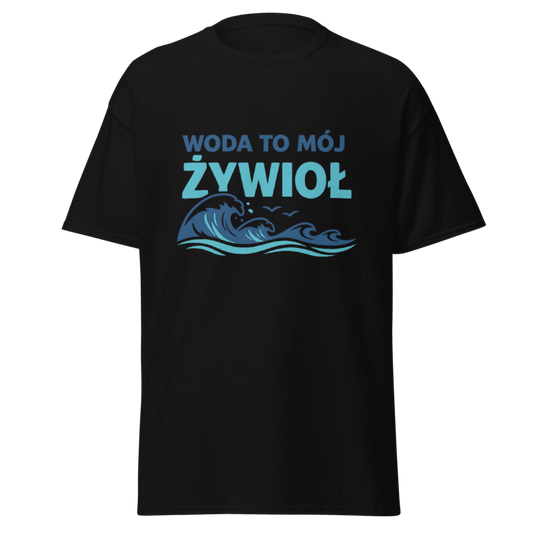 Koszulka Rizer "Woda To Mój Żywioł" – T-shirt z grafiką wody, wygodny i stylowy t-shirt dla miłośników natury i wody