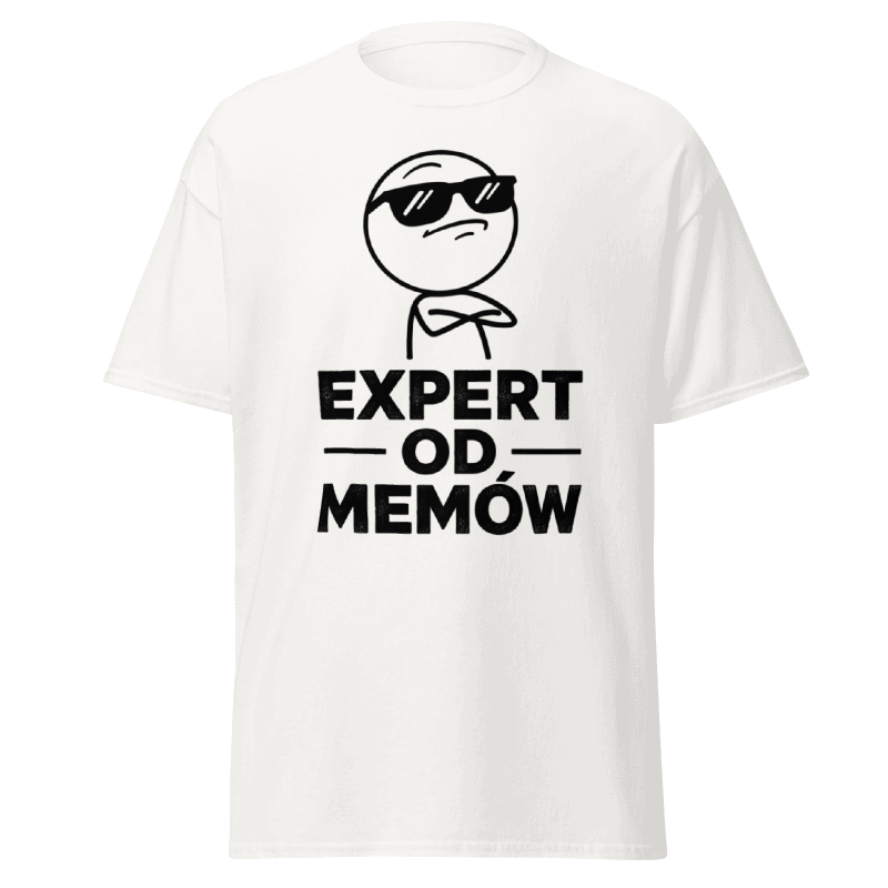 Koszulka T-Shirt Rizer "Expert od Memów" z nadrukiem memów, czarna, wygodna odzież dla miłośników humoru i memów