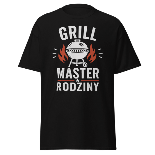 Koszulka Rizer "Grill Master Rodziny" T-Shirt z grafiką grillera i tekstem, wygodna odzież na grillowanie i rodzinne spotkania