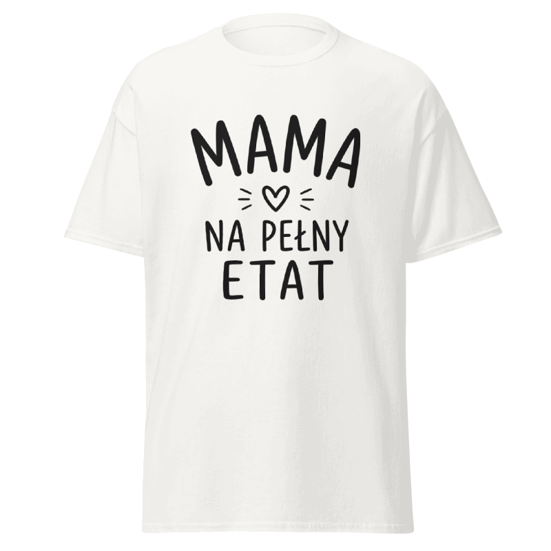 Koszulka T-shirt Rizer "Mama Na Pełny Etat" z nadrukiem, czarna, wygodny materiał, casualowy styl dla mam.