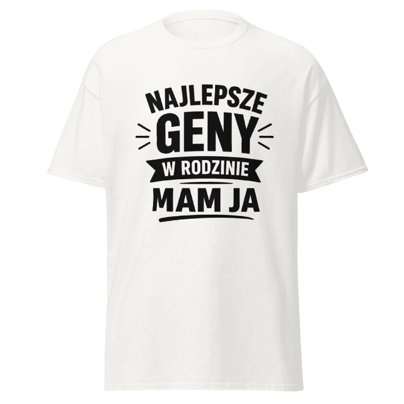 T-shirt Rizer "Najlepsze Geny W Rodzinie Mam Ja" z nadrukiem, czarny kolor, wygodny i stylowy t-shirt damski.