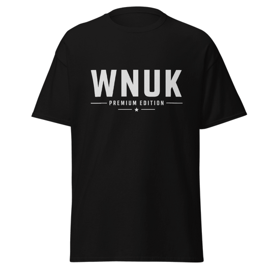 Koszulka T-Shirt Rizer "Wnuk Premium Edition" z nadrukiem, czarna, wygodny materiał, dla miłośników wnuków.
