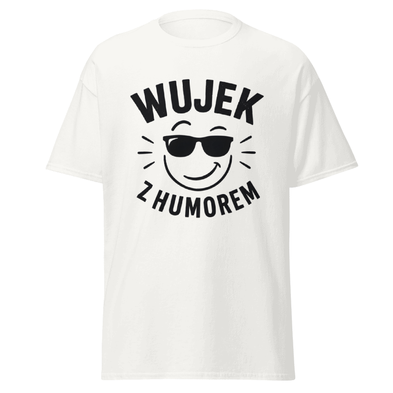Koszulka T-Shirt Rizer "Wujek Z Humorem" z nadrukiem, czarna, miękka bawełna, wygodny krój, casual styl.